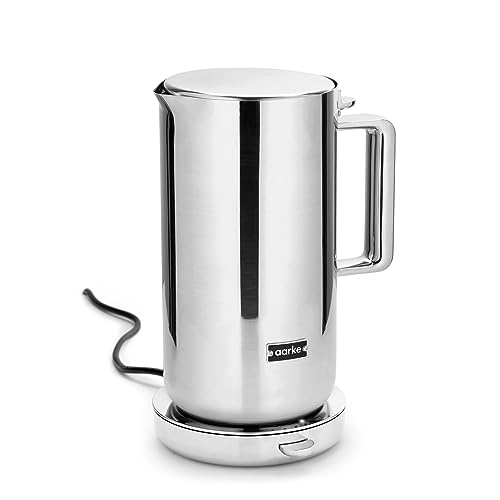 Aarke Kettle in Stainless Steel with Multiple Temperature Settings, 360° Swivel Base, Quiet Boiling and Non-drip Spout, Capacity of 1.2 Litre