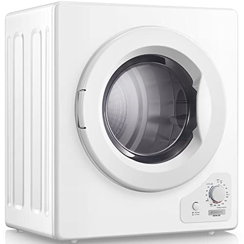 4KG Vented Tumble Dryer with 5 Drying Options, FOHERE 1200W Compact Tumble Dryer with Stainless Steel Tub, White