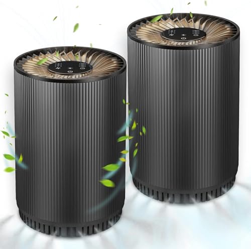 2 Pack Druiap Air Purifiers for Home Bedroom up to 690ft², H13 True HEPA Filter Air Cleaner Purify 99.97% Micron Particles/Bad Air/Smoke/Pet Dander/for Office, Dorm, Apartment, Kitchen(KJ80 White)