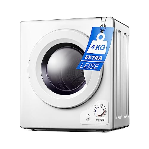 4KG Vented Tumble Dryer with Sensor Dry, FOHERE 1200W Compact Tumble Dryer with Stainless Steel Tub, Control Panel Downside Easy Control for 5 Automatic Drying Mode, White
